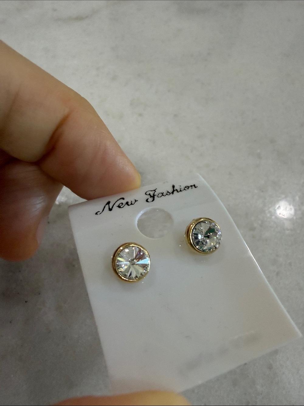 Swarovski Gold Crystal Stud Earrings - Clear